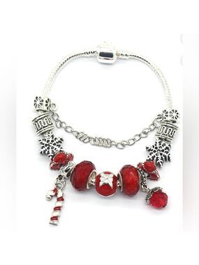 🎄Milano Glass & Swarovski Crystal Christmas Charm Bracelet w/ Magnet Clasp BNIB